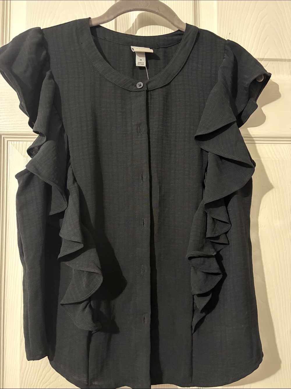 a new day Black Ruffle Short Sleeve Blouse